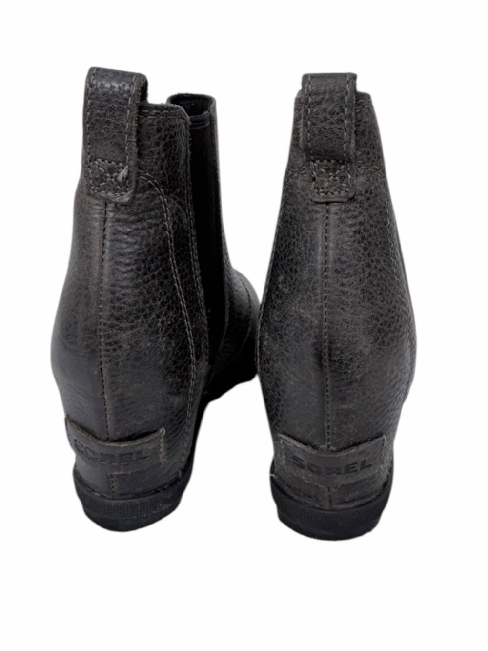 Sorel Chelsea Boots Womens 8 Black gray Leather Waterproof Ankle Boot Lug Sole - Picture 12 of 16